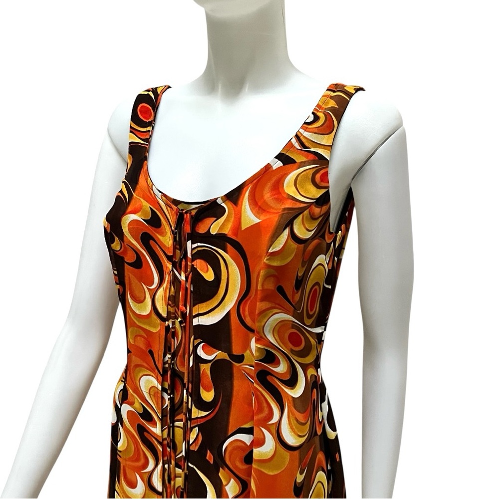 Vintage Psychedelic Orange Mini Sundress Wimsygoth Fairy Fit & Flair Artsy 90's - Picture 4 of 17